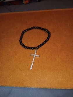 Matte black cross bracelet