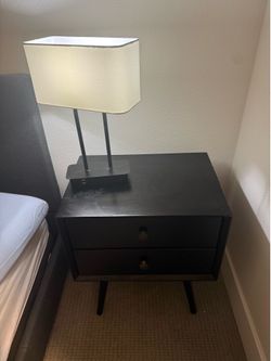 Modern Black Nightstands + Touchable Lamps Set — $120 OBO