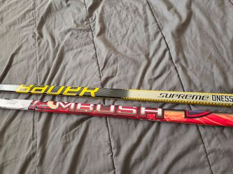 Pair of hockey sticks, Bauer & Franklin
