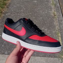 Nike Court Vision Lows. Red Black Colorway
