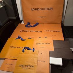 Louis Vuitton Lot of 8 Authentic Orange Shopping Gift Bags + 2 Envelopes