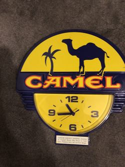 Vintage "Camel" brand Cigarette Clock Preowned Working J Reynolds Unique