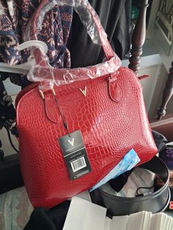 Vanessa Williams Lush Round Satchel Red Crocodile
