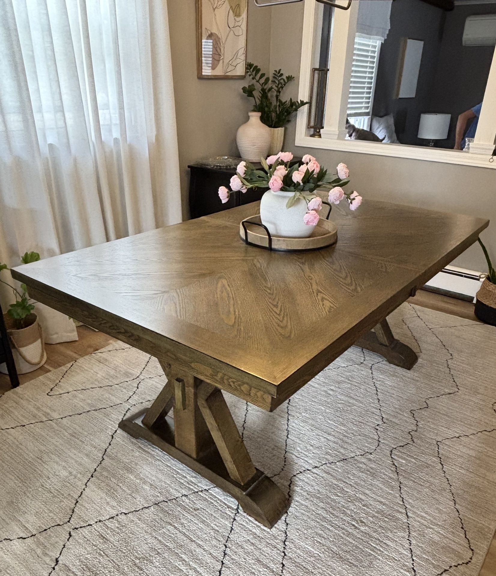Light Oak Extendable Dining Set with 7 Chairs