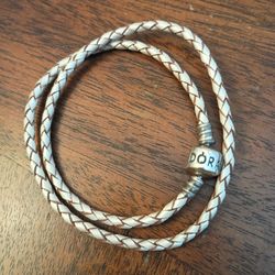 Pandora Champagne Leather & 925 Sterling Silver Bracelet