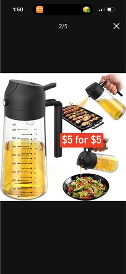 16oz Oil Sprayer for Cooking - 2 in 1 Spray & Pour Olive Oil Dispenser - 470ml Glass Spray Oil Bottle - Kitchen Gadgets
