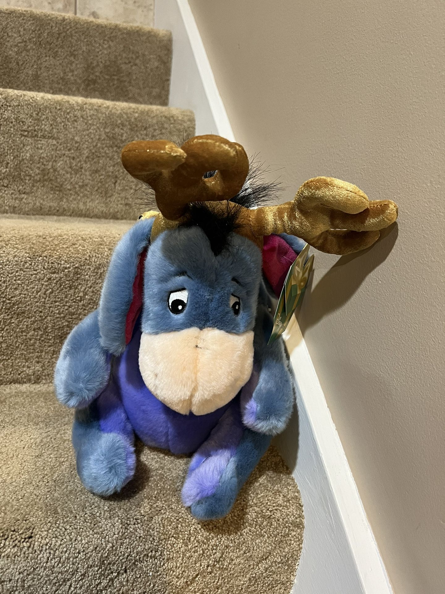 Eeyore Christmas Reindeer Plush Stuffed Animal 12" Disney Store Winnie The Pooh