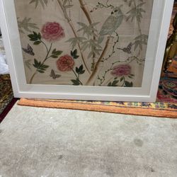 White Framed Glass Cover Flower Picture 