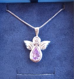 Sterling Silver Guarding Angel Necklace 