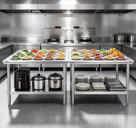 Stainless steel commercial kitchen prep table and heavy-duty metal workbench, 24 x 36 inches