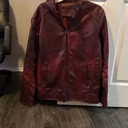 Burgundy, Jacket, Leather