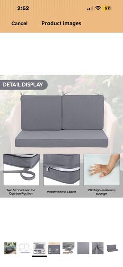 Gray Outdoor Loveseat Cushion Set