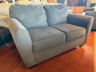 Steel Grey Loveseat with Attached Back Cushions