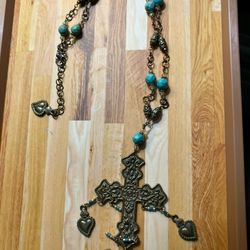 Turquoise Beaded Cross