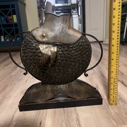 Decorative Fish Metal Vase / Sculpture – Nautical Coastal Decor