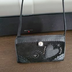 Brighton Suede Black Clutch, Magnetic Closure