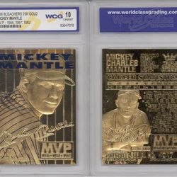 1996 MICKEY MANTLE 3-TIME MVP NY YANKEES 23K GOLD CARD - GRADED GEM-MINT 10