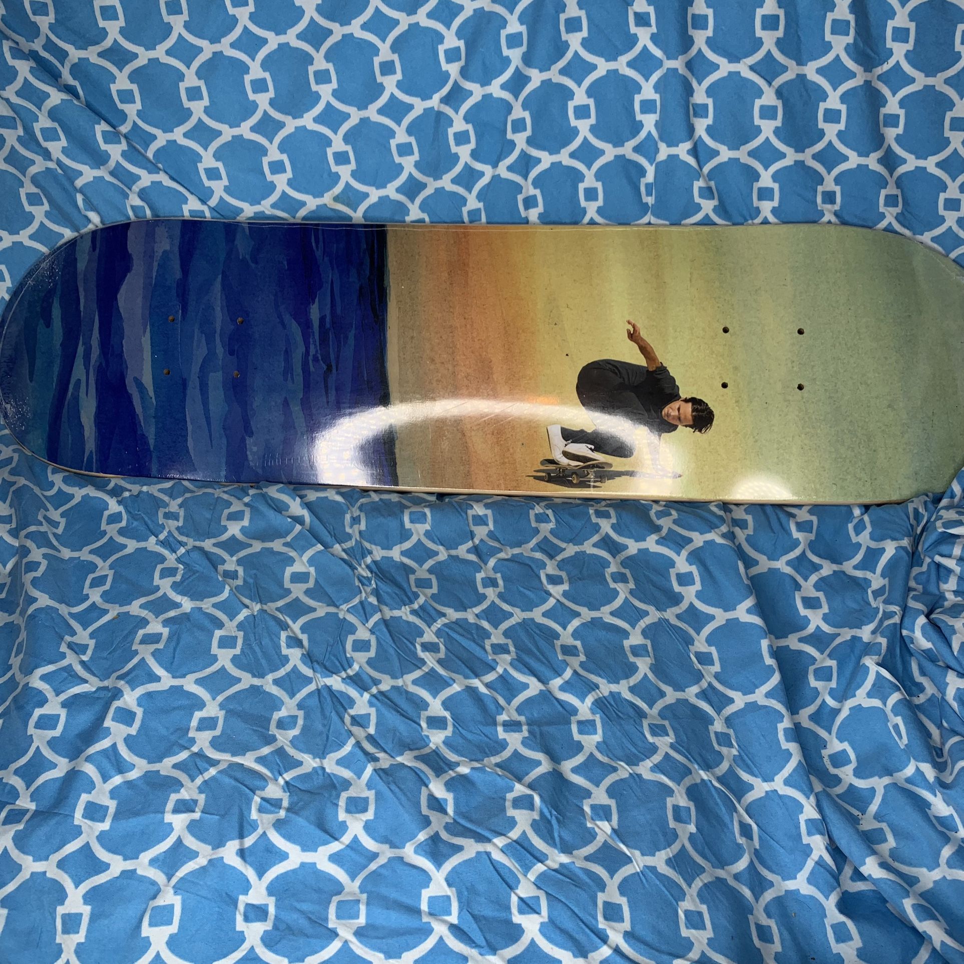 Skateboard deck of skateboarder on beach photo Kevin spanky baker new 8.5