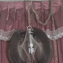 Vintage Mid-Century Modern Lucite String Hanging Swag Lamp