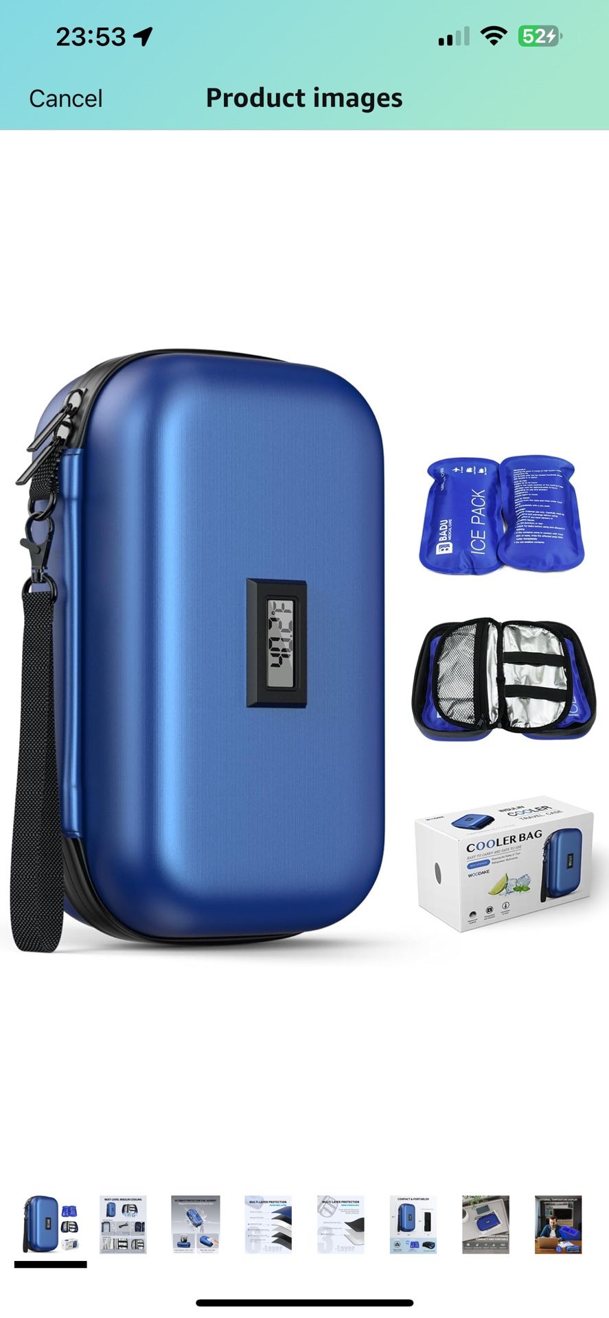 Insulin Cooler Travel Case TSA Approved Medication Cooler with Digital Temp Display 2 Ice Packs for Insulin Travel Case Diabetes Storage 4-6 Pens