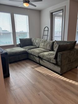 Olive Green Cord Cloud Sectional Couch Free Delivery 🚚 