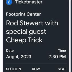 1 TICKET ROD STEWART/CHEAP TRICK