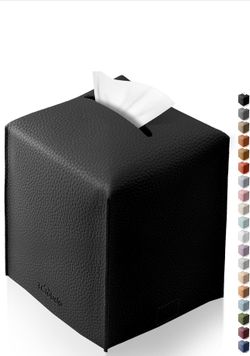 Black Leather Tissue Box Cover