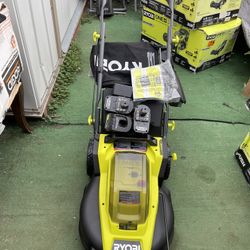 RYOBI ONE+ HP 18V Brushless 16 in. Cordless Battery Walk Behind Push Lawn Mower with (2) 4.0 Ah Batteries and (1) Charger