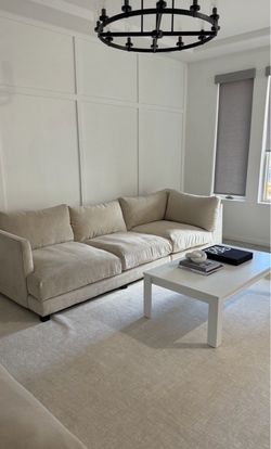 Armless Beige Fabric Sofa living spaces