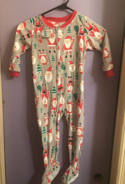 Carter’s boys zip up footed pajamas Santa sz 3t