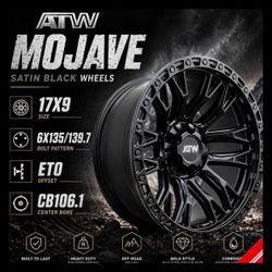 🔥 ATW MOJAVE 17x9 SATIN BLACK WHEELS 🔥
