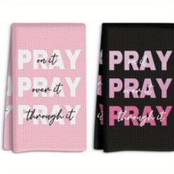 Very Nice Christian Inspirational  PRAY Graphic Print Kitchen Towels Set