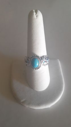 925 Sterling Silver Turquoise Ring Size 10