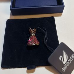 Swarovski Red dress Pin In Original Box With tag
