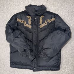 Vintage Brandon Colorado William Barry Black Puffer Jacket Soft  MEN Size Large 