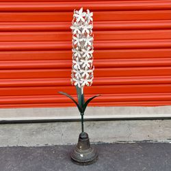 Vintage Global Views Iron Hyacinth Flower Sculpture Statue Spring WHITE 22.5"