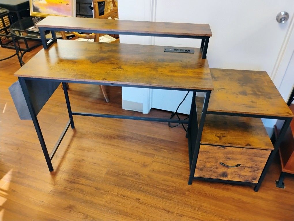 Industrial Style Desk With Power Outlet