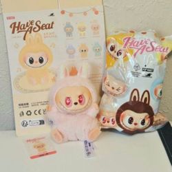 Labubu have a seat Vinyl Face Dada keychain toy plush doll pink gift 15cm