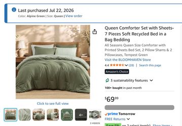 Queen Comforter Set, 7-Piece (Alpine Green) — $45