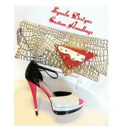 Custom Leather Clutch and Heels Sz 8.5
