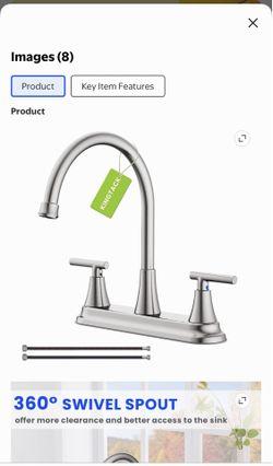 KINGTACK Two Handles Kitchen Faucet, 3 Hole or 4 Holel Faucet for Kitchen Sink, Brushed Nickel
