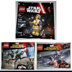 LEGO THREE-PACK POLYBAGS WITH RARE C3PO