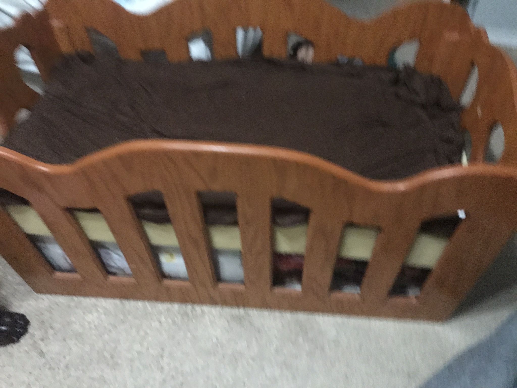 Wood Baby Crib With Swing