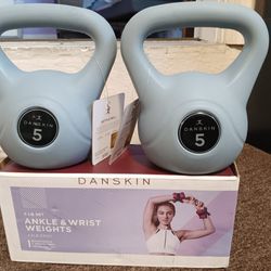Danskin Kettlebells And Ankle /Wrist Weights 5 Lb Sets