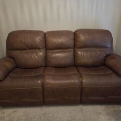 Brown Leather Recliner Sofa 
