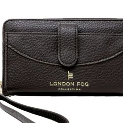  London Fog Clutch In Dark Brown 