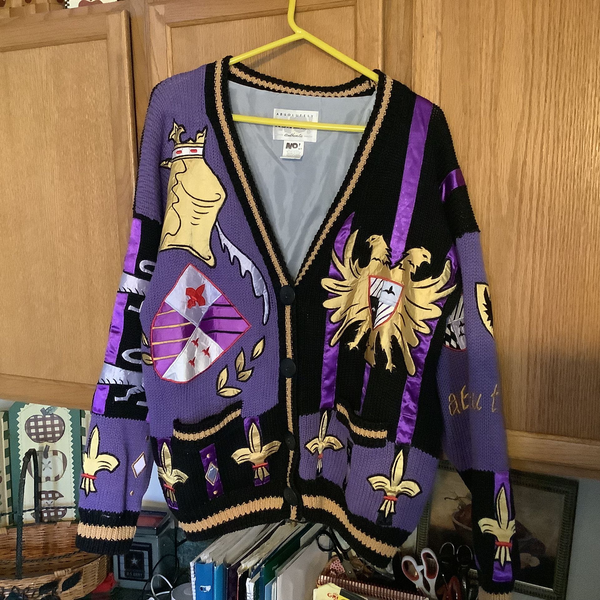 Absolutely No! Jeans Sweater Multi Cardigan Embroidery One Size fits most Button down front Incredible details front and back from 1993 No snags or s