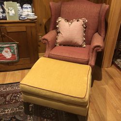 Wingback chair With Matching Ottoman Custom