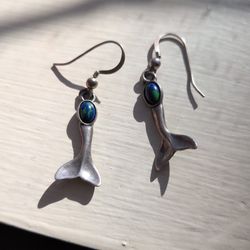 Azurite- Malachite Mermaid Earrings 