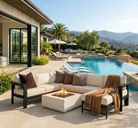 Outdoor Sectional Sofa Set with Ottoman